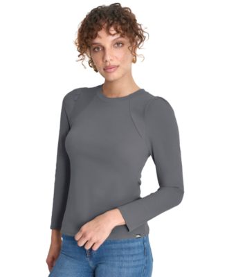 DKNY Jeans - Women's Long Puff-Sleeve Crewneck Top