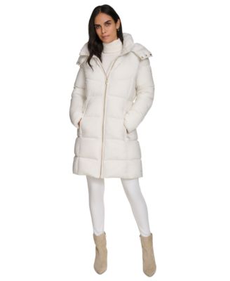 Calvin Klein - Women's Hooded Faux-Fur-Lined Midi Puffer Coat