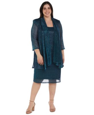 R & M Richards - Plus Size Sleeveless Metallic Dress and Jacket