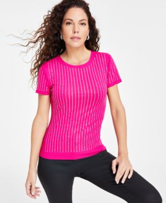I.N.C. International Concepts - Women's Rhinestone-Stud T-Shirt