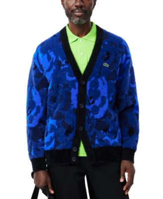 Lacoste - Men's Relaxed Fit Jacquard Long Sleeve Cardigan Sweater