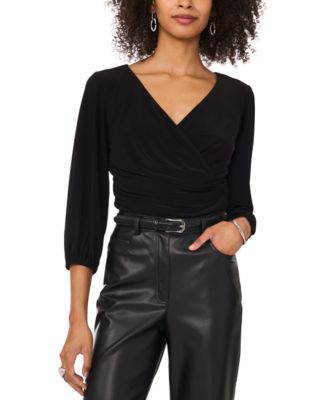 Vince Camuto - Women's Surplice Balloon 3/4-Sleeve Top