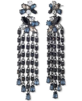 Givenchy - Hematite-Tone Multi Stone & Crystal Chandelier Drop Earrings