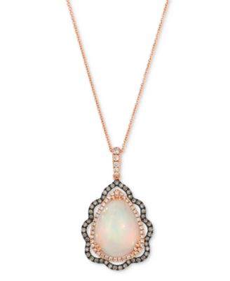 Le Vian - Neopolitan Opal (3-1/2 ct. t.w.), Nude Diamond (1/4 ct. t.w.) & Chocolate Diamond (1/3 ct. t.w.) Pendant 20" Necklace in 14k Strawberry Gold