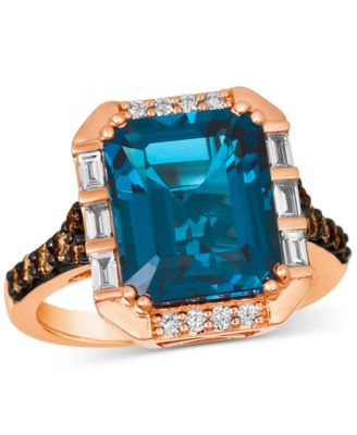 Le Vian - London Blue Topaz (6 ct. t.w.) & Diamond (5/8 ct. t.w.) Statement Ring in 14k Rose Gold