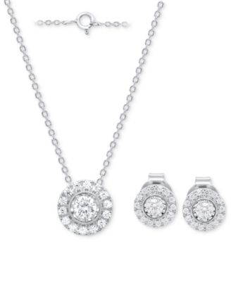 Forever Grown Diamonds - 2-Pc. Set Lab-Grown Diamond Pendant Necklace & Matching Stud Earrings (1/2 ct. t.w.) in Sterling Silver