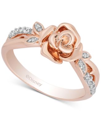 Disney Enchanted Vault - Diamond Rose Belle Ring (1/10 ct. t.w.) in 14k Rose Gold-Plated Sterling Silver