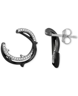 Disney Enchanted Vault - Diamond Maleficent Hoop Earrings (1/5 ct. t.w.) in Sterling Silver & Black Rhodium-Plated Sterling Silver