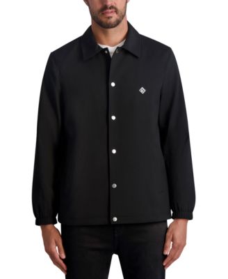 KARL LAGERFELD PARIS - Men's Slim Fit Textured Snap-Front Logo Jacket