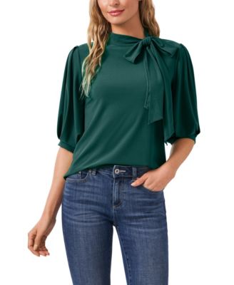 CeCe - Puff-Sleeve Bow-Neck Top