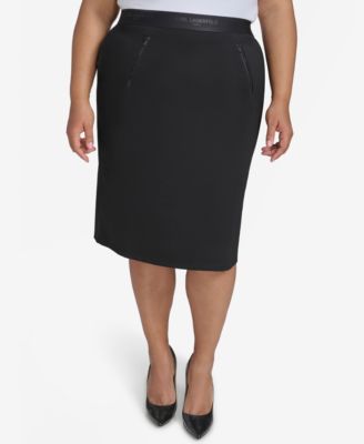 KARL LAGERFELD PARIS - Plus Size Logo-Waistband Compression Skirt  Plus Size