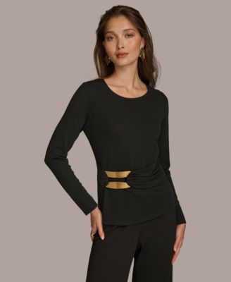 Donna Karan New York - Women's Long Sleeve Hardware-Waist Top