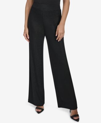 Halston - Women's Metallic-Knit Pull-On Pants