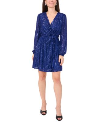 MSK - Petite Sequin Blouson-Sleeve Fit & Flare Dress