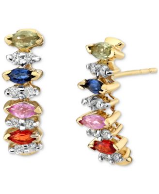 Macy's - Multi-Gemstone Drop Earrings in 14k Yellow Gold