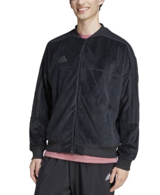 adidas - Men's Tiro Loose-Fit Full-Zip Velvet Bomber Jacket