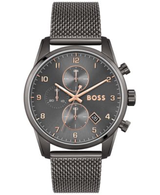 Hugo Boss - Men's Skymaster Chronograph Gray Stainless Steel Mesh Bracelet Watch 44mm