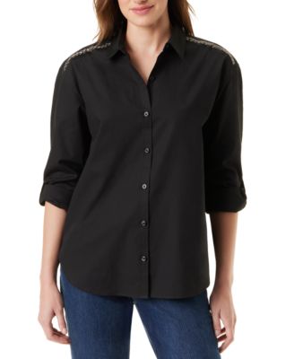 Gloria Vanderbilt - Women's Amanda Cotton Beaded-Shoulder Blouse