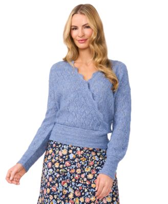 CeCe - Women's Pointelle-Knit Wrap Sweater