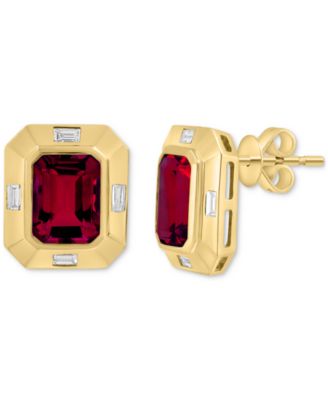 EFFY Collection - Garnet (3-3/4 ct. t.w.) & White Topaz (1/4 ct. t.w.) Stud Earrings in 14k Gold