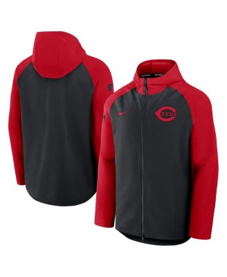 Nike - Men's Black/Red Cincinnati Reds Authentic Collection Raglan Performance Full-Zip Jacket