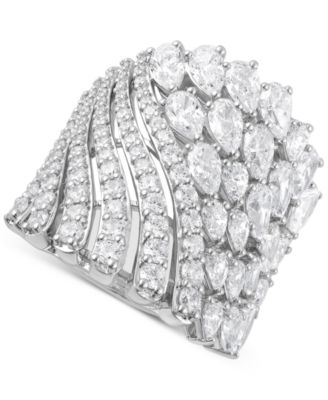 Badgley Mischka - Lab Grown Diamond Pear & Round Multirow Statement Ring (5 ct. t.w.) in 14k White Gold