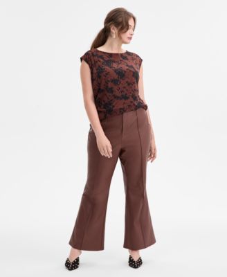 I.N.C. International Concepts - Plus Size Faux-Leather High-Rise Flared Pants