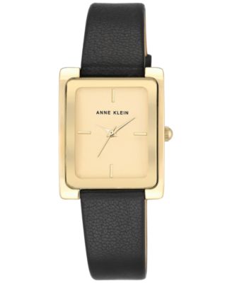 Anne Klein - Women's Black Leather Strap Watch 28x35mm AK-2706CHBK