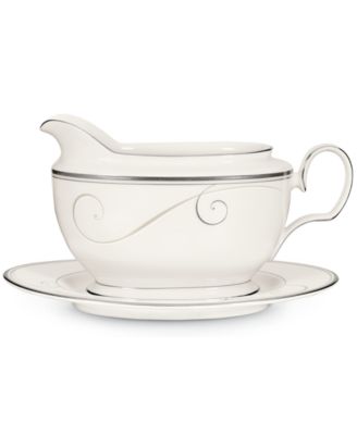 Noritake - "Platinum Wave" Gravy with Tray, 2 piece