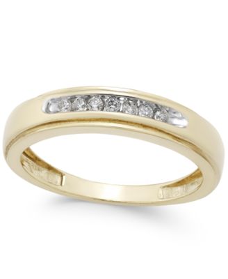 Macy's - Men's Diamond Band (1/6 ct. t.w.) in 10k Gold