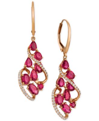 Le Vian - Passion Ruby™  (3-1/3 ct. t.w.) & Diamond (1/3 ct. t.w.) Drop Earrings in 14k Rose Gold