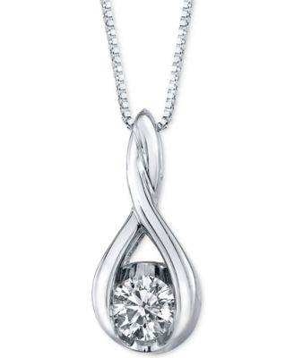 Sirena - Diamond Twist Pendant Necklace in 14k White Gold (1/8 ct. t.w.)