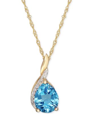 Macy's - Blue Topaz (7/8 ct. t.w.) & Diamond Accent Pendant Necklace in 14k Gold (Also in Amethyst)