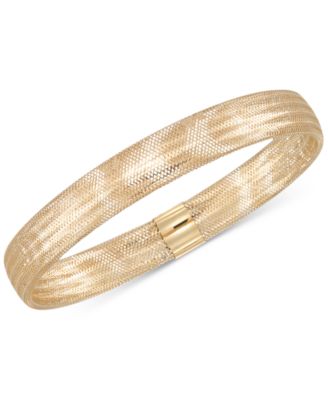 Italian Gold - Stretch Bangle Bracelet in 14k Yellow, White or Rose Gold