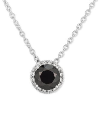 Arabella - Black Cubic Zirconia 18" Pendant Necklace in Sterling Silver