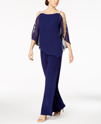 MSK - Embellished Chiffon-Overlay Jumpsuit