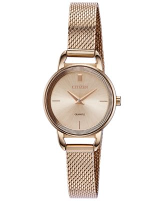 Citizen - Women's Quartz Rose Gold-Tone Stainless Steel Mesh Bracelet Watch 26mm