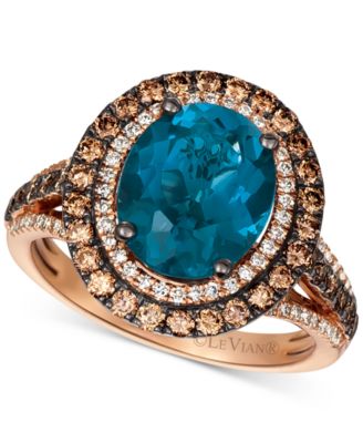 Le Vian - &reg; Deep Sea Blue Topaz (4 ct. t.w.) & Diamond (7/8 ct.t.w.) Statement Ring in 14k Rose Gold (Also in Opal, Citrine, Amethyst & Garnet)