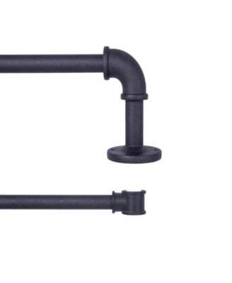 Sun Zero - Bronn Industrial 3/4" Room Darkening Wrap Around Window Double Curtain Rod, 66-120"