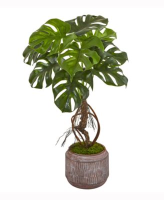 Nearly Natural - 26in. Monstera Artificial Plant in Stoneware Planter