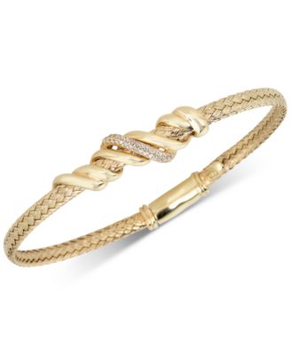 Macy's - Diamond Twist Bangle Bracelet (1/8 ct. t.w.) in 14k Gold-Plated Sterling Silver