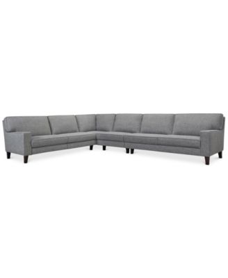 Furniture - Sandrew 4-Pc. Fabric Sectional with 2 Power Foot Rests