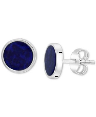 EFFY Collection - Men's Lapis Lazuli Stud Earrings in Sterling Silver (Also in Malachite)