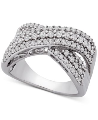 Wrapped in Love - Diamond Crossover Statement Ring (1 ct. t.w.) in Sterling Silver