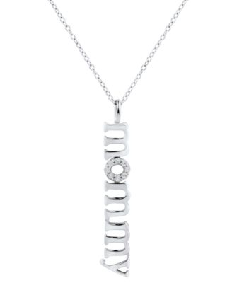 Macy's - Diamond "Mommy" Pendant Necklace (1/10 ct. t.w.) in Sterling Silver