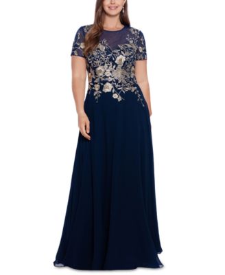 Betsy & Adam - Plus Size Beaded Embroidered Gown