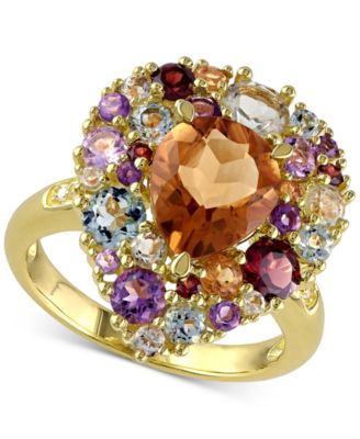 Macy's - Multi-Gemstone(4-3/4 ct. t.w.) & Diamond Accent Teardrop Cluster Ring in 18k Gold-Plated Sterling Silver