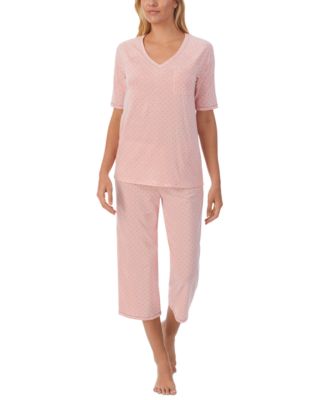 Cuddl Duds - Printed Elbow-Sleeve Top & Cropped Pants Pajama Set