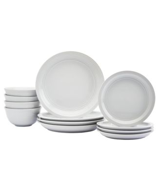 Tabletops Unlimited - Farmhouse White 12pc Dinnerware Set, Service for 4