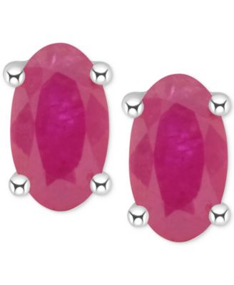 Macy's - Emerald Oval-Cut Stud Earrings (5/8 ct. t.w.) in 14k White Gold (Also in Ruby, Sapphire, & Tanzanite)
